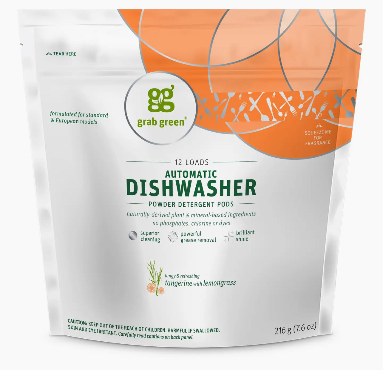 Grab green Auto Dishwashing Detergent Pods, Tangerine with lemon grass , 24 Loads