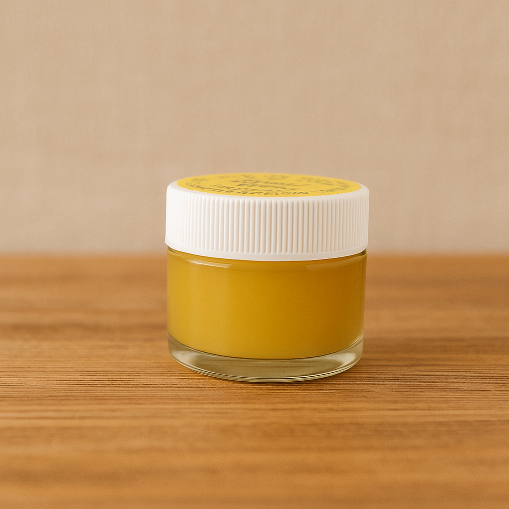 Bee Hive lip balm in jar with beeswax and lanolin for moisturizing lips and soothing mosquito bites