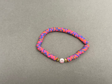 Smily face pink clay bracelet