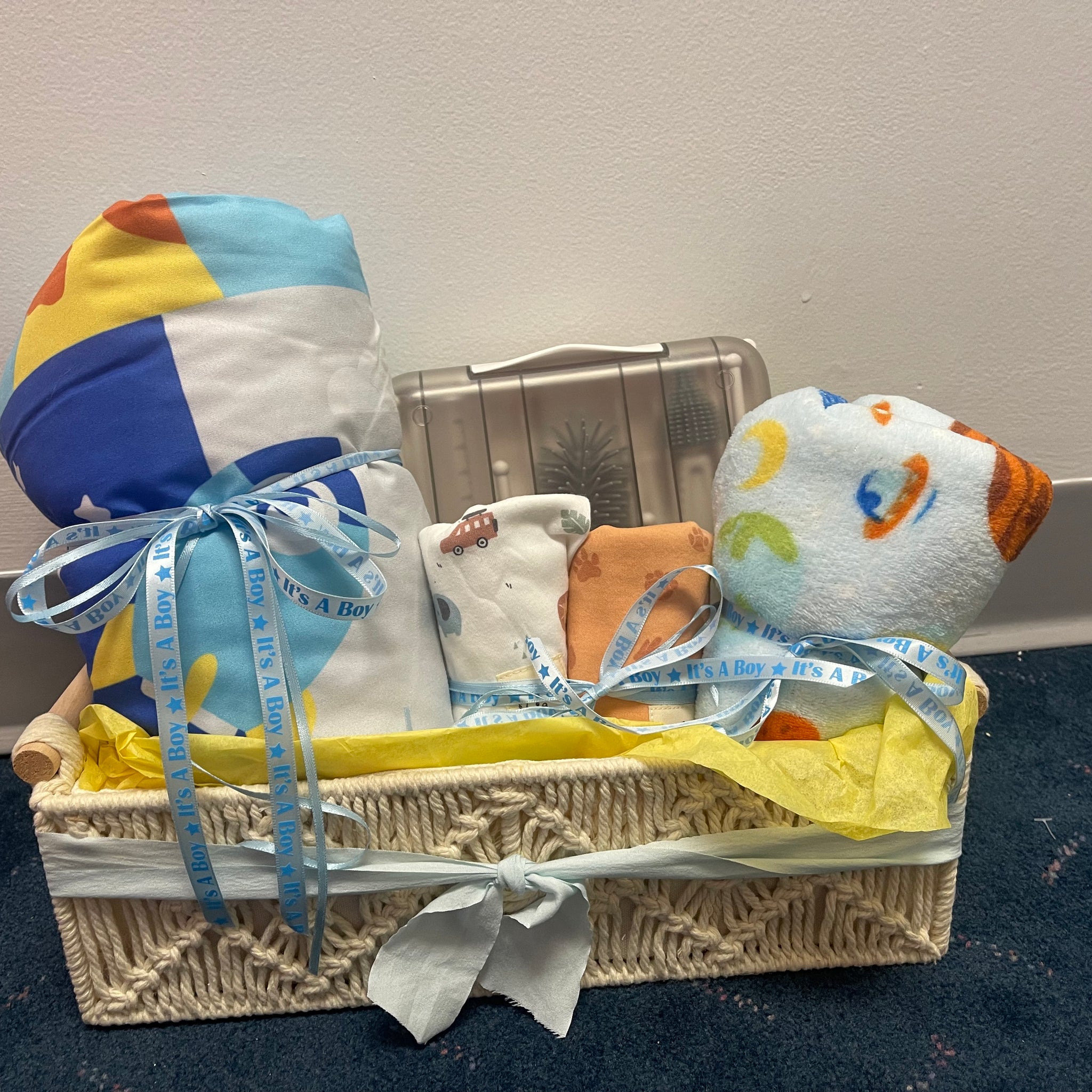 Space theme baby boy gift basket