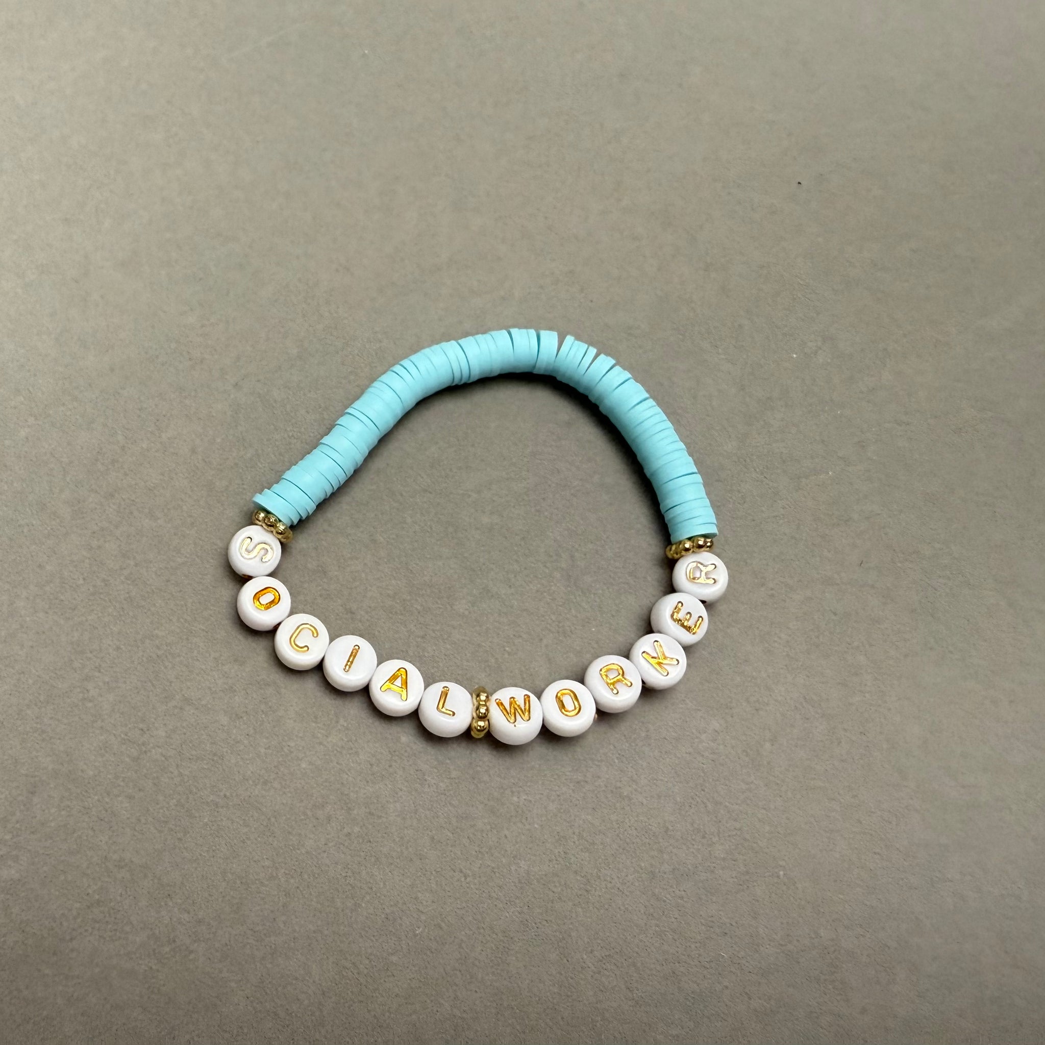 Social work blue clay bracelet