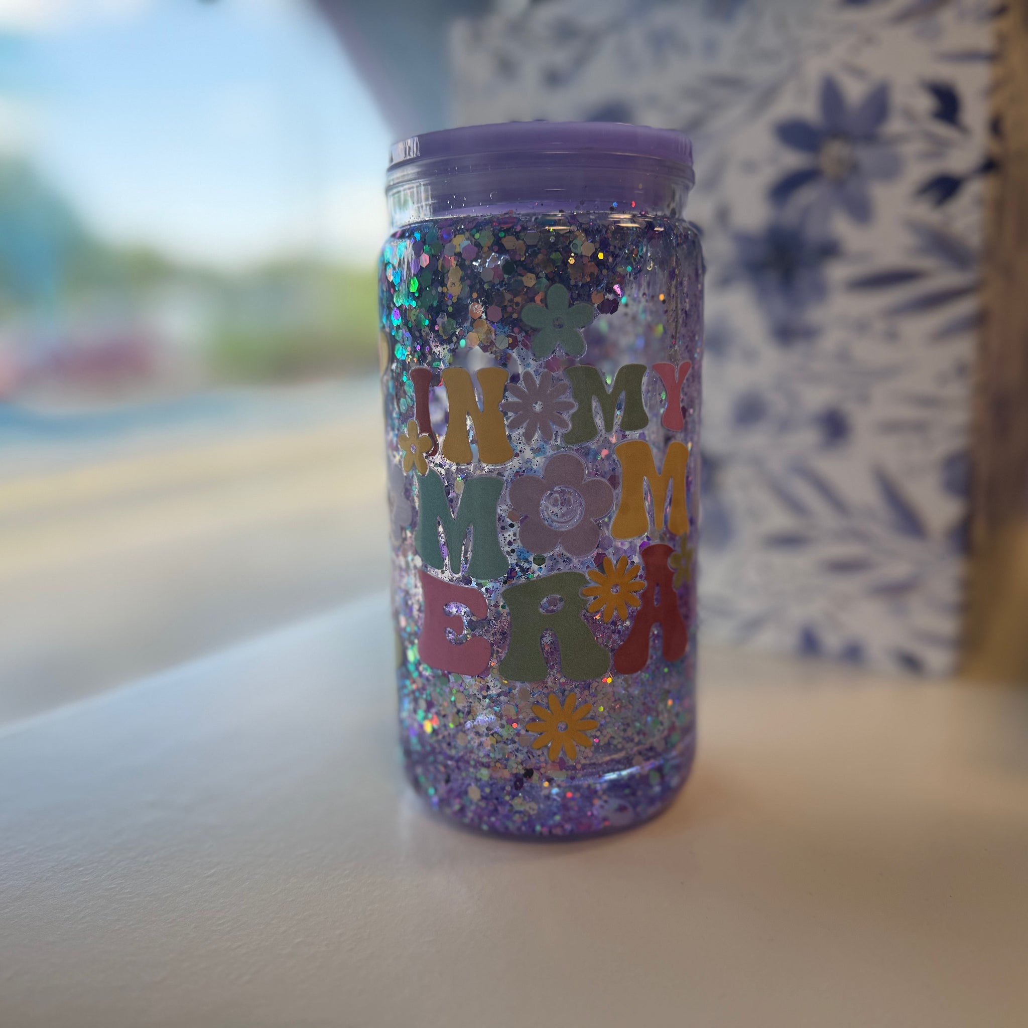 In my mom era purple glitter 16oz