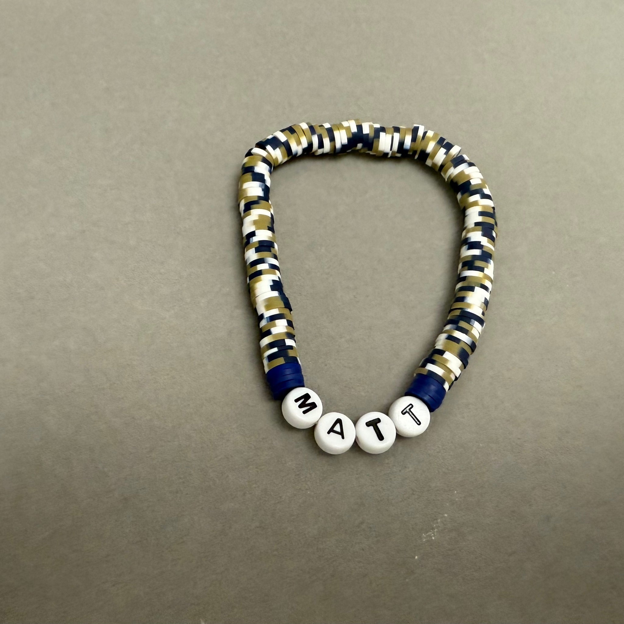 Matt name clay bracelet