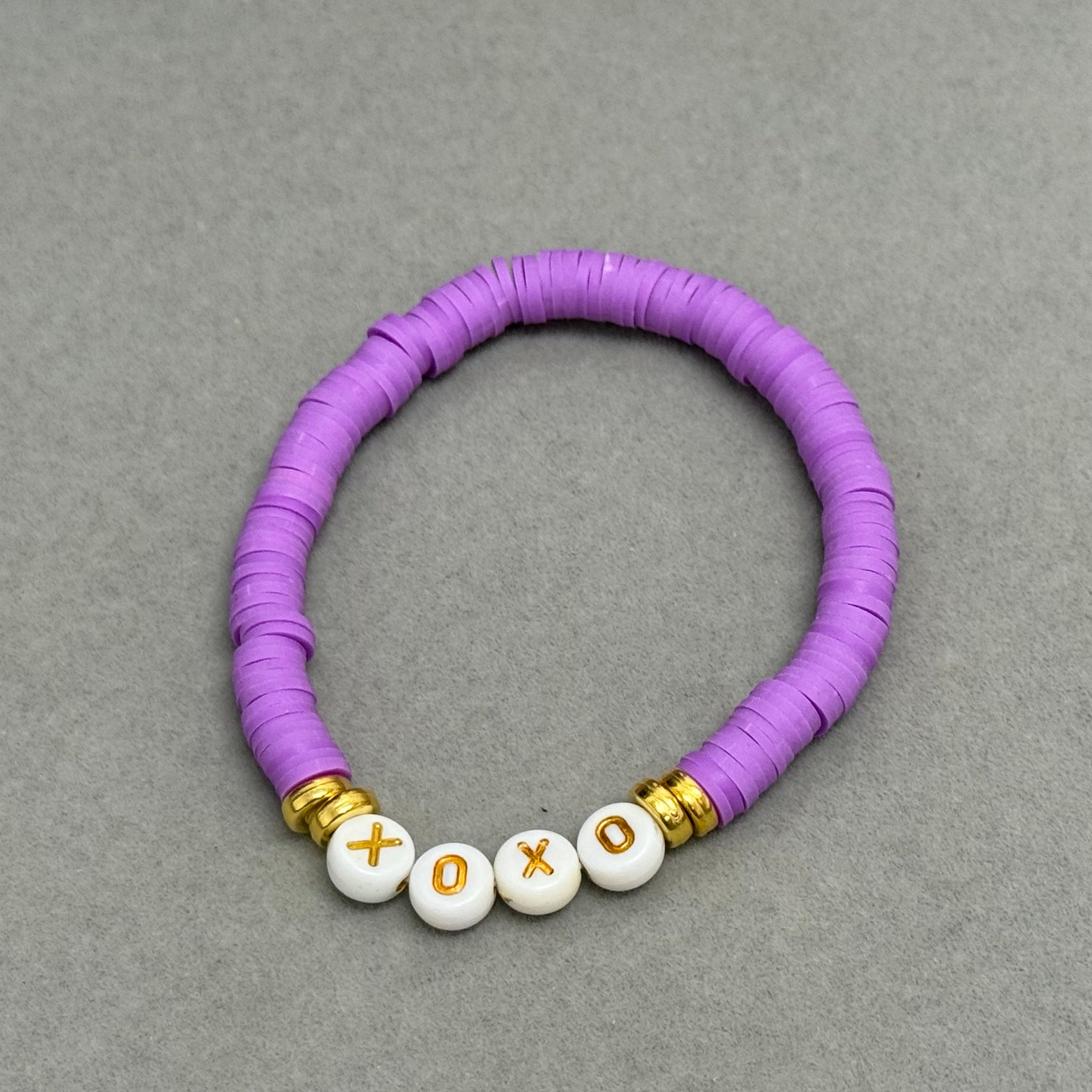 Xoxo purple clay bracelet