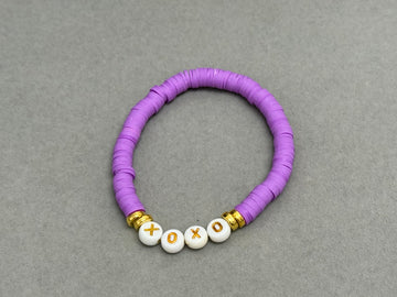 Xoxo purple clay bracelet