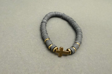Gray gold cross bracelet