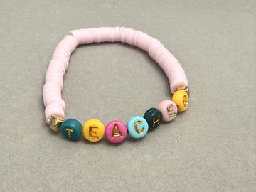 Teacher pink clay bracelet