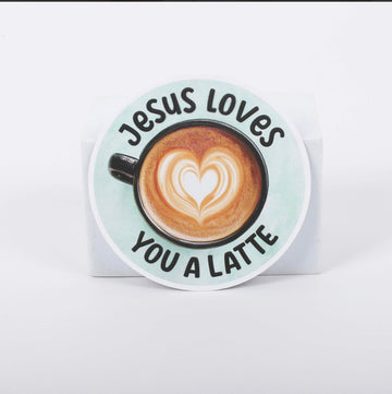 Jesus Loves You A Latte Christian Sticker | Waterproof Vinyl Decal