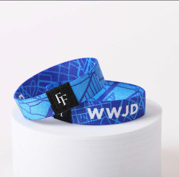 Blue Reversible WWJD Bracelet – Elastic Christian Faith Bracelet