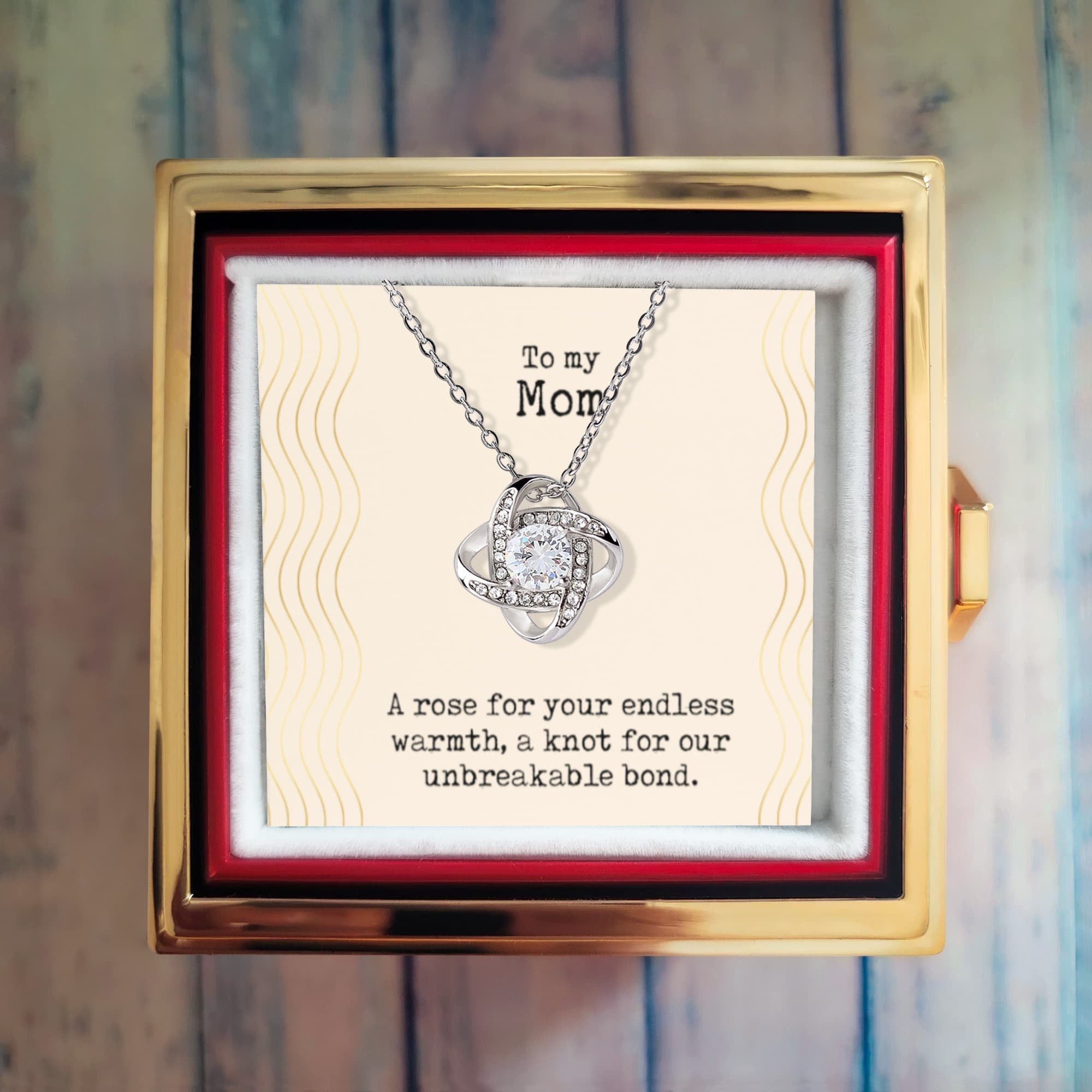 mom Love Knot with Rotating Rose Gift Box