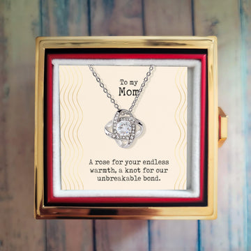 mom Love Knot with Rotating Rose Gift Box