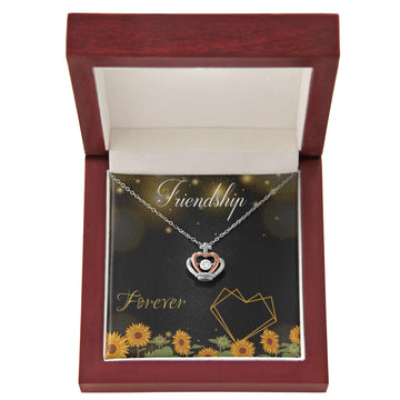 Friendship forever sunflower Crown Pendant Necklace