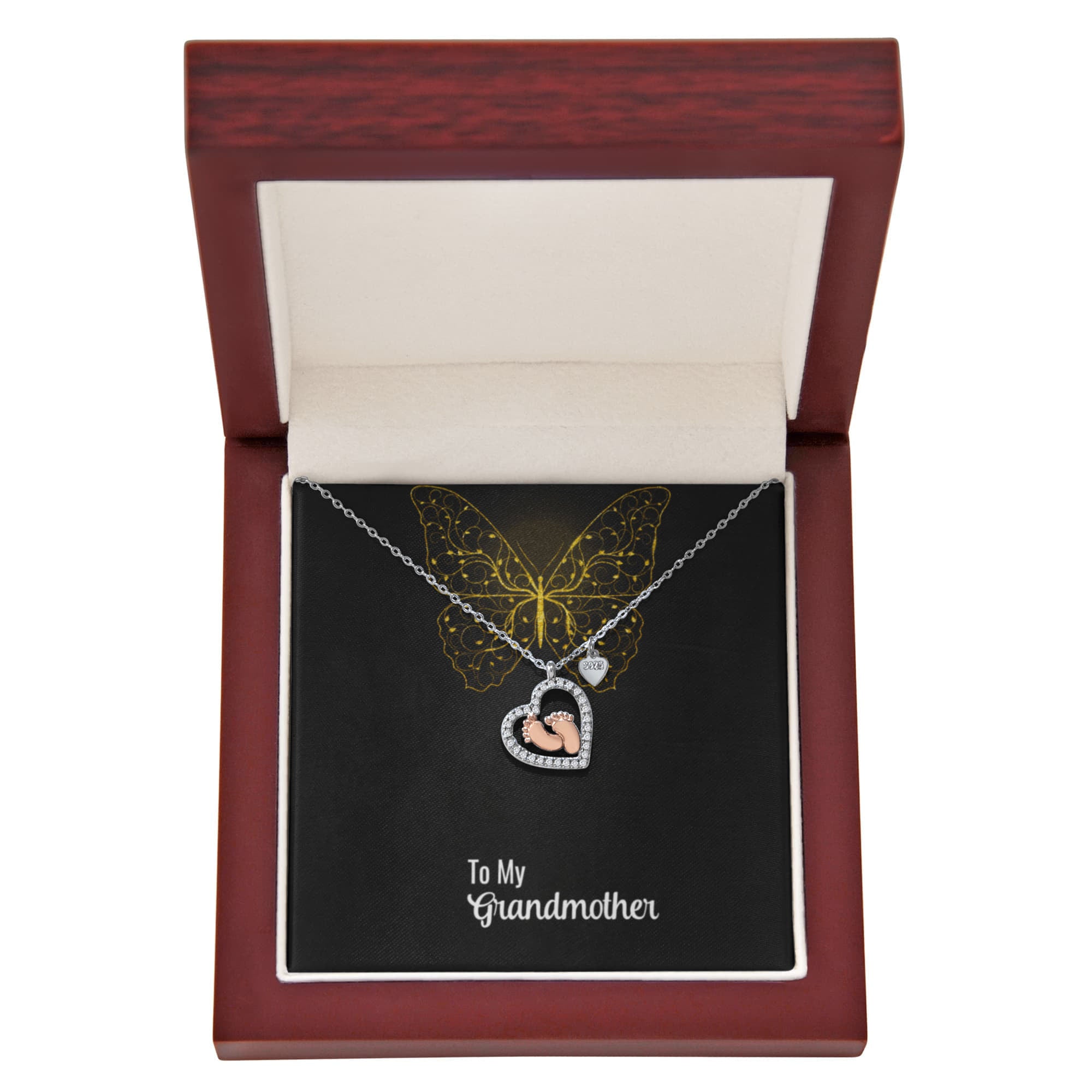 GRANDMA Baby Feet Heart Necklace