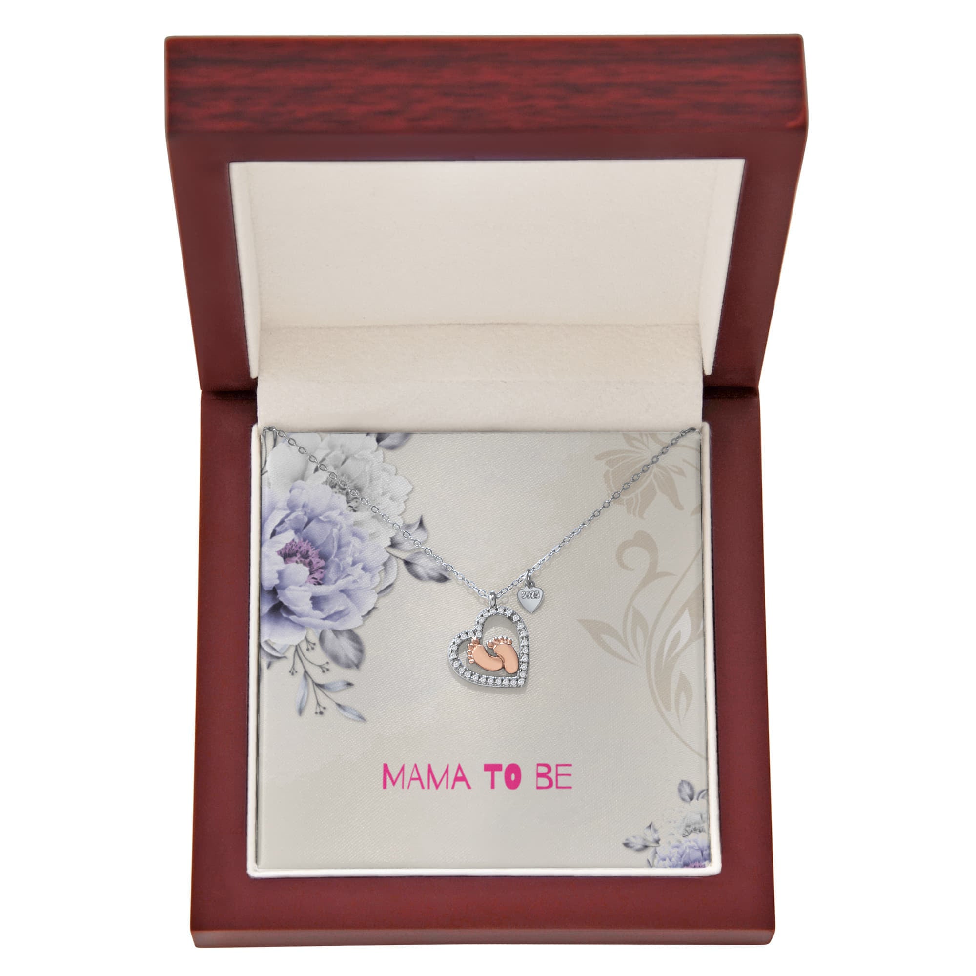 Mama to be Baby Feet Heart Necklace