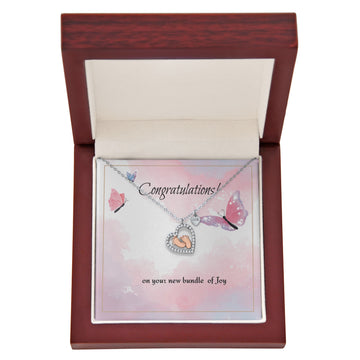 congrats on your new bundle of joy Baby Feet Heart Necklace butterfly