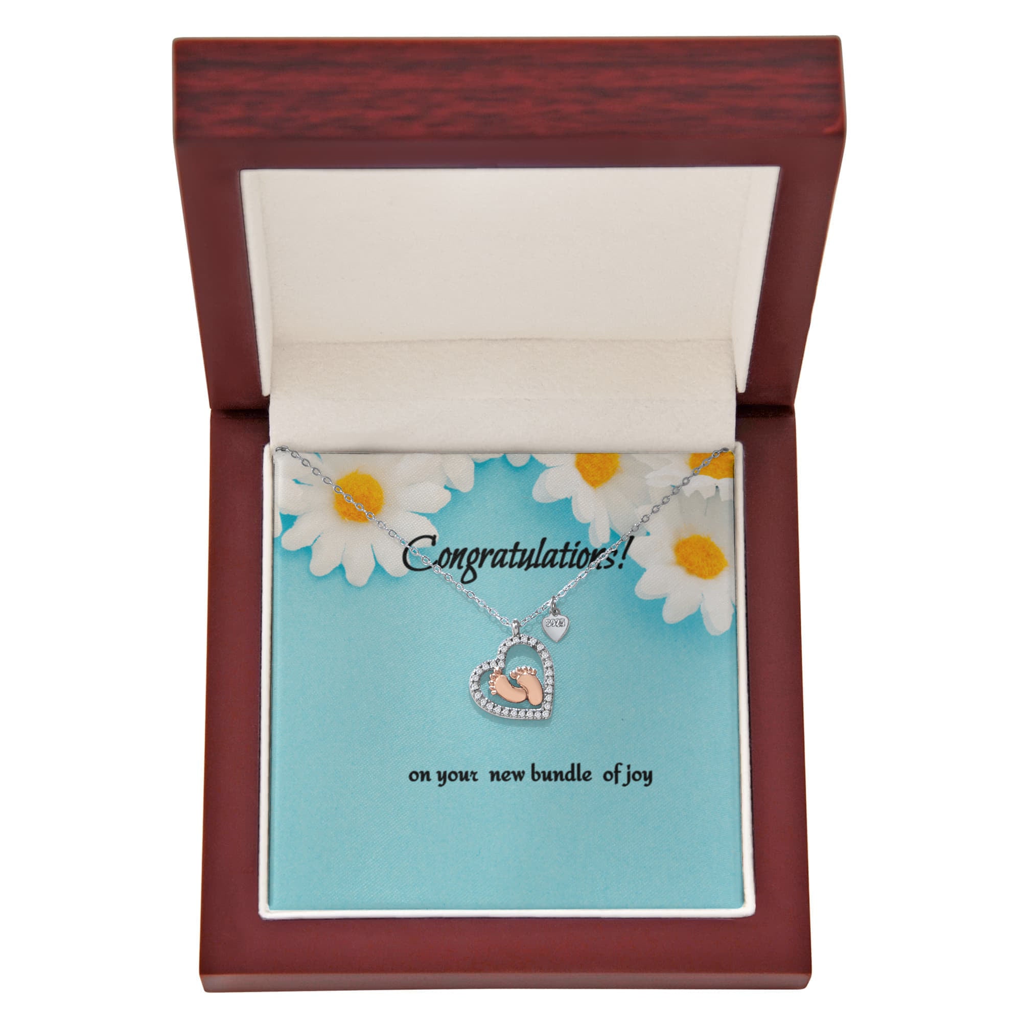 congrats on your new bundle of joy Baby Feet Heart Necklace daisy