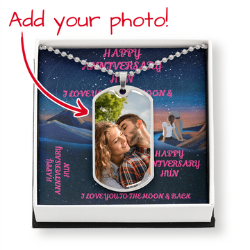 HAPPY ANNIVERSARY CUSTOM Dog Tag Necklace PINK